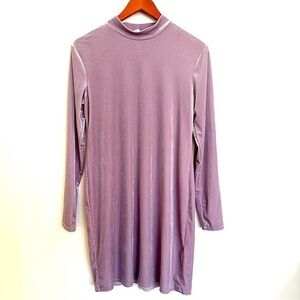 H&M Velvet Dress Lavender Purple Long Sleeve Size Large
